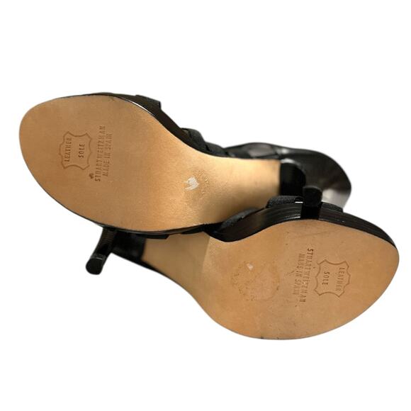Stuart Weitzman Black Platform Stiletto Heel Multi Stretch Strap Heels Size 6 M - Picture 5 of 9
